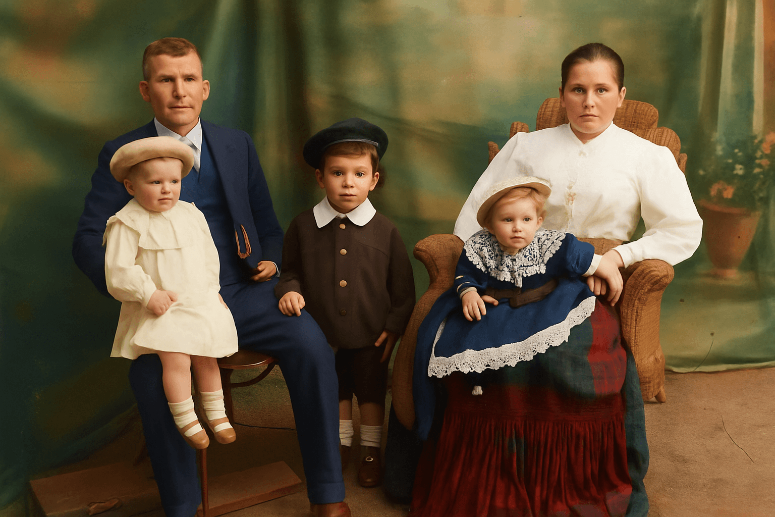 Colorized Historic street scene with classic cars