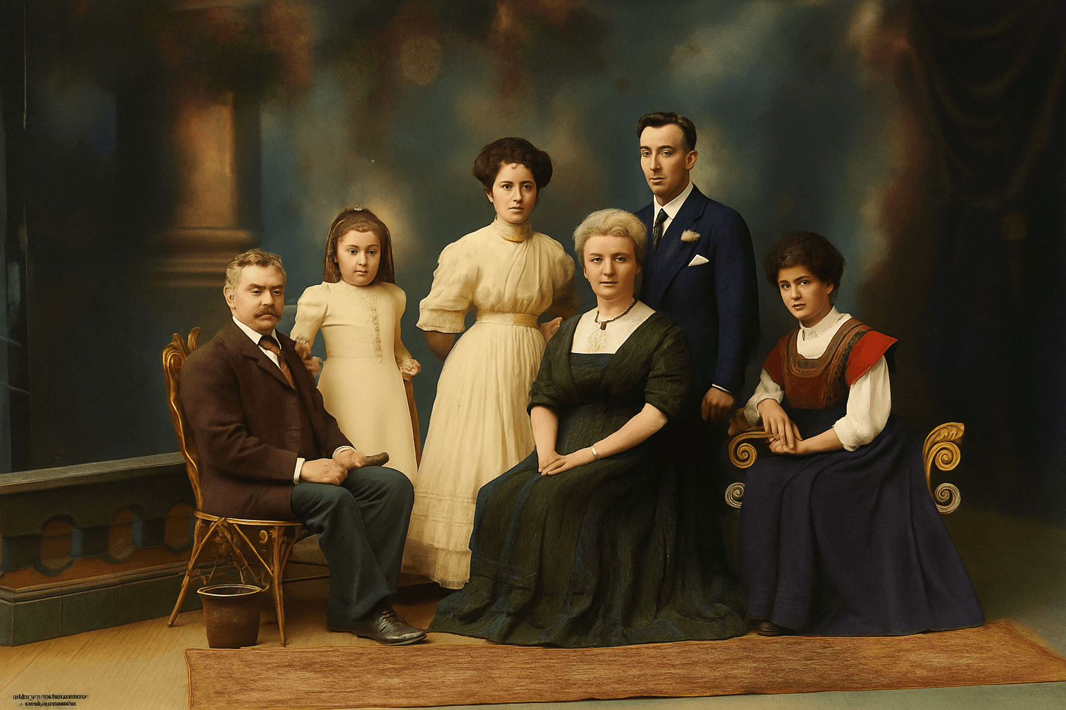 Colorized Grandparents on their honeymoon