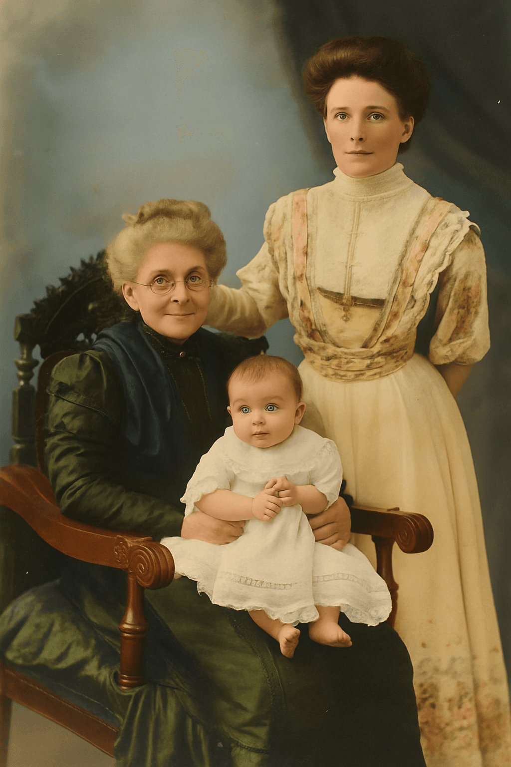 Colorized Family reunion from the 1950s